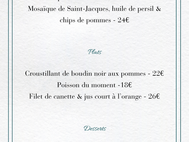 Restaurant - Le Madeleine par Cyril Coutin La Carte