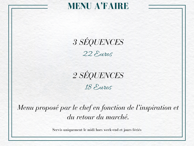 Restaurant - Le Madeleine par Cyril Coutin Menu A'Faire